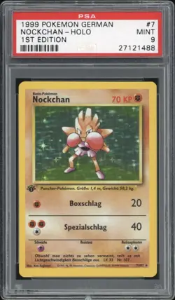 1999 Pokemon GERMAN 1st Edition Base Set Nockchan-Hitmonchan Holo 7/102 PSA 9 - Image 1