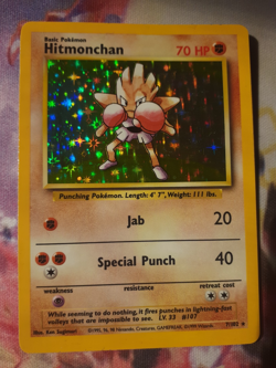 Hitmonchan Base Set 7/102 Holo Unlimited Holo Rare Pokemon TCG MP - Image 1
