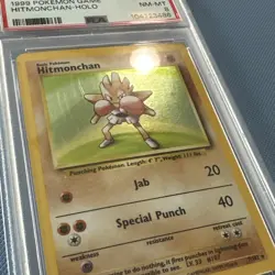1999 Pokemon TCG Hitmonchan Base Set 7/102 Holo Unlimited Holo Rare PSA 8 - Image 2