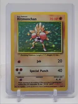 HITMONCHAN 1999 POKEMON BASE SET RARE HOLO 7/102 Q4841 - Image 1