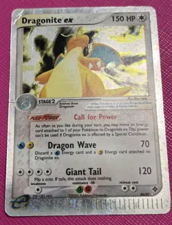2003 Pokemon EX Dragon Dragonite EX 90/97 Rare Holo Foil Creases Top LeftPicture - Image 1