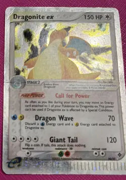 2003 Pokemon EX Dragon Dragonite EX 90/97 Rare Holo Foil Creases Top LeftPicture - Image 2