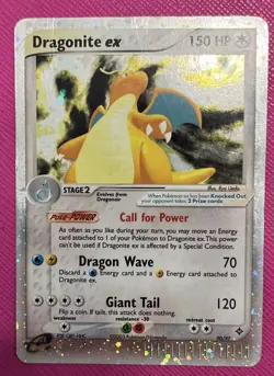 2003 Pokemon EX Dragon Dragonite EX 90/97 Rare Holo Foil Creases Top LeftPicture - Image 3