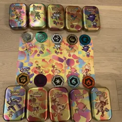 *EMPTY* Pokemon 151 Mini Tin Set 10 tins - Including ART and COINS. NO PACKS! - Image 1