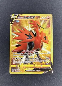 Galarian Zapdos V 182/172 Brilliant Stars Full Art Secret Rare Pokemon Card NM - Image 1