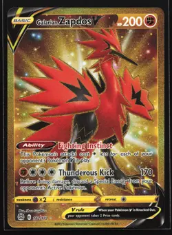 Galarian Zapdos V 182/172 Brilliant Stars Secret Rare Pokemon Card - Image 1