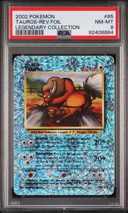 Tauros Reverse Holo Foil Legendary Collection Pokemon Card - PSA 8 NM MINT - Image 1