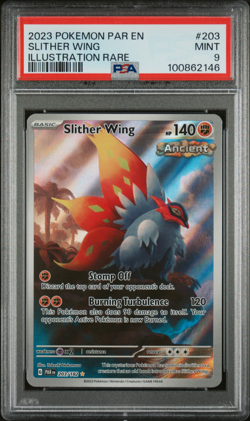 Slither Wing 203 2023 Pokemon Paradox Rift Illustration Rare PSA 9 MINT Card - Image 1