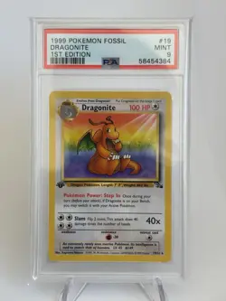 1999 Pokemon Fossil Dragonite 1st Edition 19/62 PSA 9 NON HOLO - Image 1