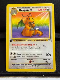 Pokemon 1st Edition Fossil Dragonite Non-Holo Rare (19/62) MP - Image 1