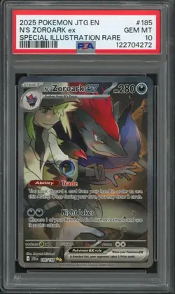 Pokemon PSA 10 Gem Mint Journey Together SIR N's Zoroark EX 185/159 - Image 1