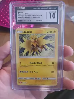 CGC Gem Mint 10 Zapdos 012/034 Trading Card Game Classic Holo - Image 2