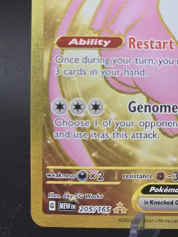 Pokemon Mew EX TCG Gold Hyper Rare Card 205/165 Scarlet Violet 151 Series - Image 5