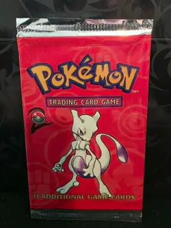 Vintage 1999 Pokemon TCG Base Set 2 Mewtwo Empty Booster Pack Wrapper - Image 1