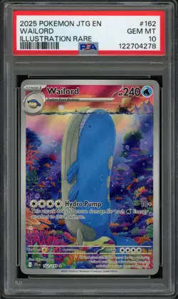 Pokemon PSA 10 Gem Mint Journey Together Illustration Rare Wailord 162/159 - Image 1