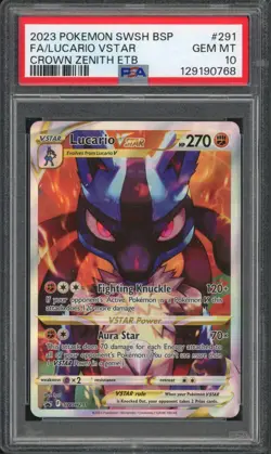 Pokemon PSA 10 Gem Mint SWSH Promo Full Art Lucario VSTAR SWSH291 - Image 1