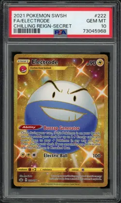 Pokemon PSA 10 Gem Mint Chilling Reign Secret Rare Electrode 222/198 - Image 1