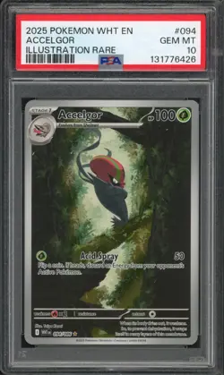 Pokemon PSA 10 Gem Mint White Flare Illustration Rare Accelgor 094/086 - Image 1