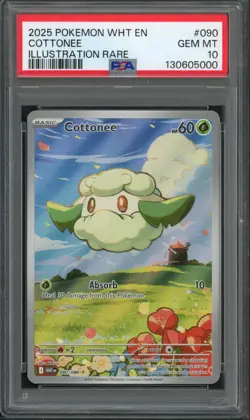 Pokemon PSA 10 Gem Mint White Flare Illustration Rare Cottonee 090/086 - Image 1