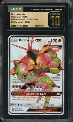 Pokemon CGC 10 Pristine Hidden Fates: Shiny Vault Full Art Buzzwole GX SV68/SV94 - Image 1