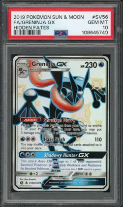 Pokemon PSA 10 Gem Mint Hidden Fates: Shiny Vault Full Art Greninja GX SV56/SV94 - Image 1