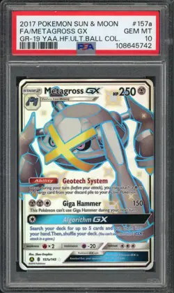 Pokemon PSA 10 Gem Mint Hidden Fates Promo Full Art Metagross GX 157A/145 - Image 1