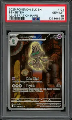 Pokemon PSA 10 Gem Mint Black Bolt Illustration Rare Beheeyem 121/086 - Image 1