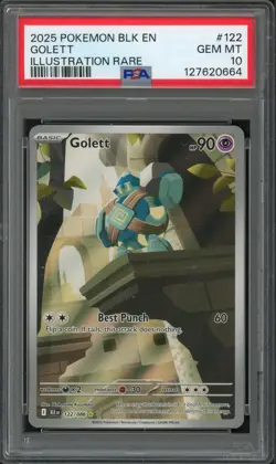Pokemon PSA 10 Gem Mint Black Bolt Illustration Rare Golett 122/086 - Image 1