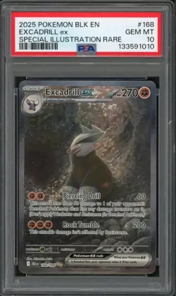 Pokemon PSA 10 Gem Mint Black Bolt SIR Excadrill EX 168/086 - Image 1