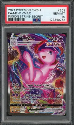 Pokemon PSA 10 Gem Mint Fusion Strike Alt Art Mew VMAX 269/264 - Image 1