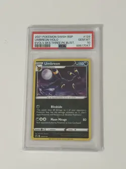 2021 Pokemon Black Star Promo Umbreon SWSH129 Evolving Skies Blister PSA 10 - Image 1