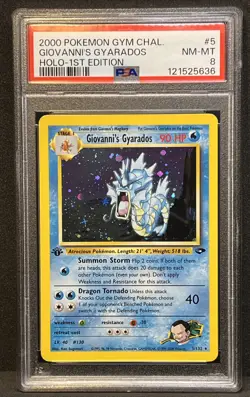 Giovanni's Gyarados 1st Edition Gym Challenge Holo Rare #5 PSA 8 2000 Pokemon - Image 1