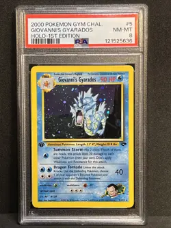 Giovanni's Gyarados 1st Edition Gym Challenge Holo Rare #5 PSA 8 2000 Pokemon - Image 2
