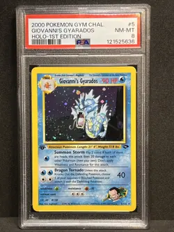 Giovanni's Gyarados 1st Edition Gym Challenge Holo Rare #5 PSA 8 2000 Pokemon - Image 4