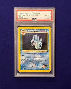 PSA 8 Giovanni's Gyarados Holo #5 W/ Swirl Gym Challenge 2000 Pokemon - Image 1