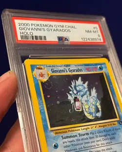 PSA 8 Giovanni's Gyarados Holo #5 W/ Swirl Gym Challenge 2000 Pokemon - Image 3