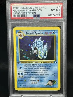 Pokemon 2000 Gym Challenge 1st Edition Giovanni's Gyarados Holo Card #5 PSA 8 - Image 1