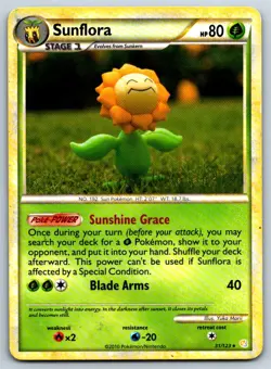 Sunflora - HeartGold SoulSilver 31/123 Vintage Yuka Morii Pokemon Card MP - Image 1