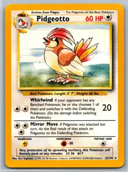 Pidgeotto - Base Set 022/102 Vintage Pokemon Card NM - Image 1