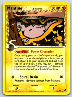 Mantine (Delta Species) - Dragon Frontiers 20/101 Vintage Pokemon Card MP - Image 1