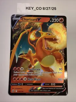 Pokemon TCG Charizard v Crown Zenith Holo Ultra Rare Card 018/159 NM/M Condition - Image 1