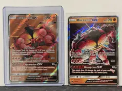Pokemon Buzzwole GX + full art 104/111 Crimson Invasion Ultra rare Holo cards - Image 1