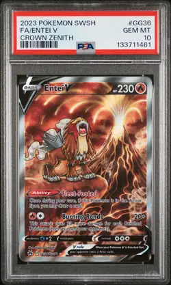 2023 POKEMON SWORD & SHIELD CROWN ZENITH #GG36 FULL ART/ENTEI V PSA 10 - Image 1