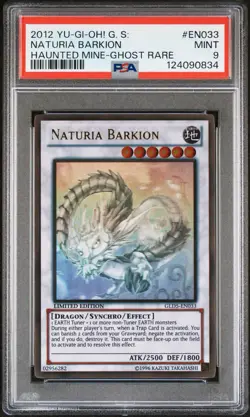 Yugioh PSA 9 Naturia Barkion Ghost Rare GLD5-EN033 Gold Series: Haunted Mine - Image 1
