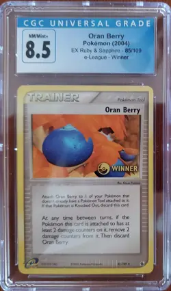 Pokemon Oran Berry eLeague WINNER Promo 2004 EX Ruby&Sapphire 85/109 CGC 8.5 - Image 1