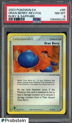 2003 Pokemon EX Ruby & Sapphire #85/109 Oran Berry Reverse Foil PSA 8 NM-MT - Image 1