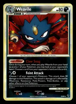 Weavile 25/90 Reverse Holo HGSS Undaunted Pokemon Card - Image 1