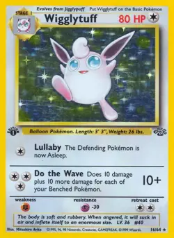 Wigglytuff - 16/64 - Pokemon Jungle 1st Edition Holo Rare Card WOTC NM - Image 1