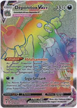 Pokemon Deponitox VMAX Rainbow Secret Rare Drachenwandel 216/203 NM Deutsch - Image 1