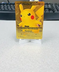 Pikachu V 170/185 Gold Foil Pokemon Card fan art - Image 1